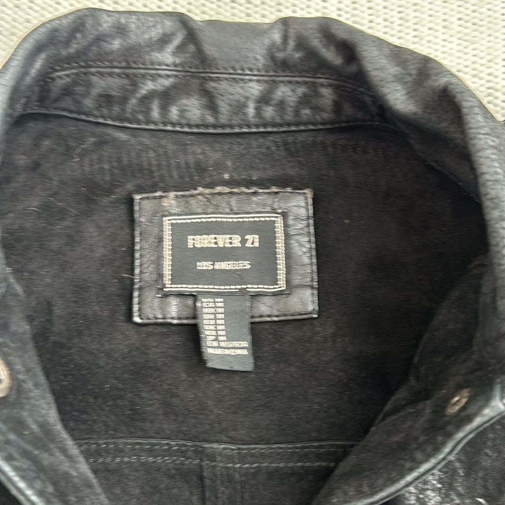 Forever 21 100% Pigskin Leather Jacket Black Size Medium - Picture 2 of 7